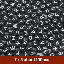 7mm Black White Mixed Letter Acrylic Beads Round Flat Alphabet Spacer Beads For Jewelry Making Handmade Diy Bracelet Necklace