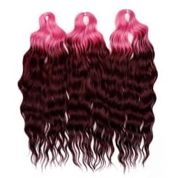 FREEDOM Synthetic Braiding Hair Extensions Deep Wavy 24 inch Long Curly Braids Hair Ombre Brown Rainbow Twist Crochet Hair