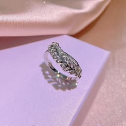 925 Sterling Silver Rings for Women Princess Propose Marriage Cubic Zirconia Feather Design Ring Romantic Bridal Wedding Bijoux