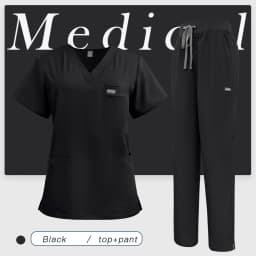 V-Neck Scrubs Top Straight Pants Uniforms Set Medical Nurse Uniforms Hospital Dentist Overalls Pharmacy Work Clothes Pocket Suit