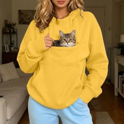 Men And Women Fall And Winter Casual Solid Color Pet Pocket Hooded Sweatshirt Funny Pullover Long Sweatshirt Jacket