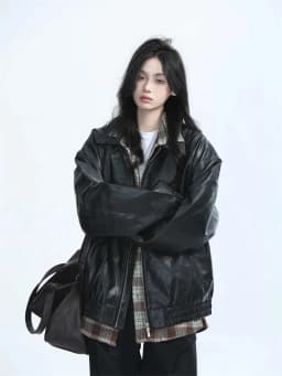 2026 New Brown Locomotive PU Leather Jacket For Women Autumn American Retro Loose Jacket Trend Brown Leather Jacke Women Trend