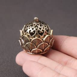Retro Copper Small Lotus Pocket Hollow Out Incense Stick Burner Brass Incense Holder With Cover Home Decoration Sandalwood Cense