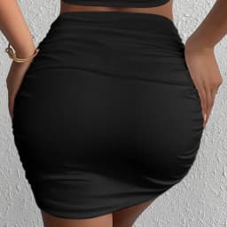 Women Sexy Slim Bodycon Skirts Solid Color Tight Night Club High Waist Pencil Mini Skirts Woman Summer Elegant Pleated Skirt