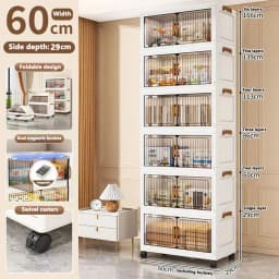 Heavy Duty Foldable Storage Cabinet with Wheels – Multi-layer Baby Wardrobe & Toy Organizer for Bedroom, Space-Saving for Kids