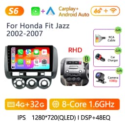 2Din Android Car Stereo Radio For Honda Fit Jazz City 2001-2008 Multimedia Player Navigation GPS Carplay Auto No DVD With Screen