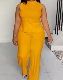 Wmstar Women Two Piece Set Plus Size 3XL 4XL Summer Casual Fashionable Print Sleeveless Shirt Suit Wide Leg Pants Female Outfits
