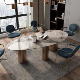 Any Size Custom Italian Marble Dining Table Natural Stone Luxury Dining Set Villa Mansion Penthouse Kitchen Home Furniture Decor