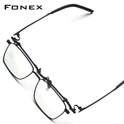 FONEX Titanium Glasses Frame Men Brand Design Flip Square Eyeglasses Frame Flip-up High Quality Japanese Ultralight Eyewear 401T