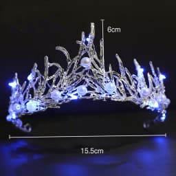 Bride Princess Crown Tiara Glowing Rhinestone LED Light Headwear Hair Accessory For Wedding Cosplay Party Hair Decor Jewelry