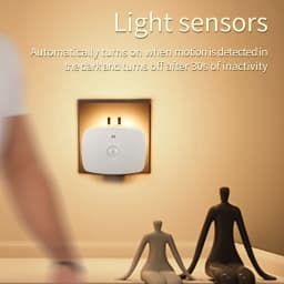 With EU Socket Motion Sensor Tri Color LED Night Light Ambient Wall Lamp for Bedroom Staircase Corridor Bathroom Entrance Hall