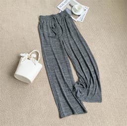 Slimming Wide-leg Long Pants, Spring Casual Thin Knitted Pant For Summer