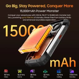 OSCAL Pilot 1 6.67'' Rugged Phone, Gemini AI Android 14 Waterproof Outdoor Phone 8GB+256GB, Octa Core, 15000mAh (33W), Dual 4G