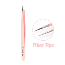 GEMERRY 1 PC Eyelash Tweezers With Fiber Tips Pink Professional Steel High Precision for Volume Fans Lashes Extensions Makeup