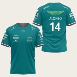 Aston Martin Alonso No. 14 Racing Suit, Quick Drying Short Sleeved, Breathable, Fashionable, Personalized Street Fashion Top