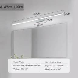 Modern LED Wall Lamp Mirror Decor Lighting 60/80/100cm Long Strip Light For Bedroom Bathroom Washroom Kitchen Indoor Luminaires