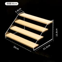 3-6 Layer Transparent Display Rack & Wooden Ladder Storage Shelf, Dustproof Organizer Stand for Cupcakes, Model Toys