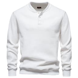 AIOPESON Men's High Quality Sweatshirt Solid Color Button Down Placket Winter Warm Fleece Lined Casual Pullover Mens Sweatshirts