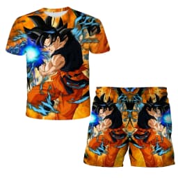 Dragon Ball Z 3D T-shirt Set for Boys Girls Super Goku Saiyan Summer Top+Shorts Children's Short-Sleeve Birthday Gift for Boys