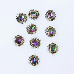 10pcs Retro Alloy Red Green Crystal Bright Strass Glitter Rhinestone Nail Art Decorations DIY 3D Jewelry Stone Supply Charms