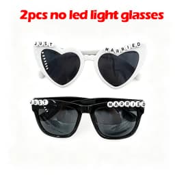 White Just Married LED Luminous Glasses Heart Shaped EL Neon Decorative Glasses Engagement Wedding Bridal Shower Props