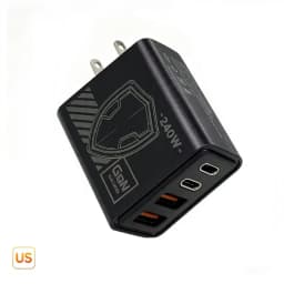 Durable 240W GaN Mechanical Multi‑Port USB Travel Charger EU US Plug Power Adapter for Phone Laptop Tablet Travel Work
