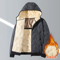 Men Winter Hooded Padded Jacket Waterproof Windproof Quilted Fleece Lined Thick Warm Full Zipper Casual Snow Outerwear for Male