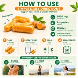 Turmeric Curcumin 95% Capsules Ease Joint Stiffness Soreness, Elevate Antioxidant Levels Black Pepper Ginger 120 Veggie Count