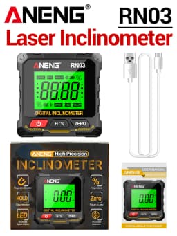 ANENG RN03 Inclinometer 0.05°Resolution Laser Level Angle Gauge with 4-Sided Magnet LCD Backlight Rechargeable 350mAh Battery
