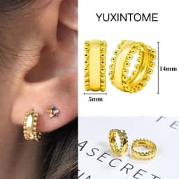 Pave Micro Crystal North Star Hoop Earrings Punk 925 Sterling Silver Ear Needle Twist Gold Earrings For Women Minimalist Jewelry
