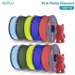 SUNLU 10Roll PLA Matte Filament 1.75mm 1kg Spool (2.2lbs) Smooth Matte Finish Neatly Wound Filament Fit Most FDM Printer
