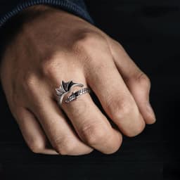 Eudora 925 Sterling Silver Dragon Adjustable Ring for Men Women Vintage Viking Dragon Open Ring Personality Jewelry Fine Gift