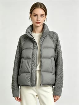 Lagabogy 2026 New Winter Turtleneck White Duck Down Jacket Women Patchwork Knitted Warm Drawstring Short Soft Puffer Coat Female