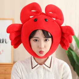 20-80CM Kawaii Cartoon Simulation Anime Stuffed Big Lobster Plush Toy Cute Crab Plush Toy Lobster Hat Handmade Doll