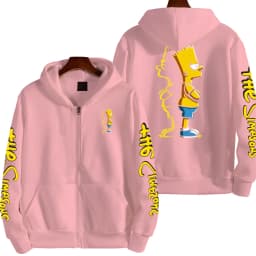 Cartoon Anime The Simpsons Men's Bart Simpson Zipper Hoodie Outdoor New Women's Sportswear Spring and Autumn Fashion Couple Coat