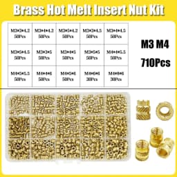 Brass Threaded Insert Nut Kit M2 M2.5 M3 M4 M5 M6 M8 Hot Melt Heat Knurled Embed Injection Copper Insertnut for 3D Print Plastic