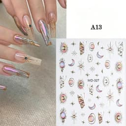 1/4 PCS 3D Metal Silver Golden Starburst Nails Stickers Manicure French Nail Art Decoration Decal Y2K Nail Art Tips Nail Charm