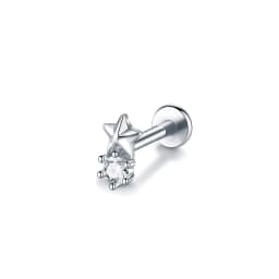 1PC 16G Steel Crystal Flower Mini Stud Earring Piercings Feather Lighting Star Helix Cartilage Tragus Lobe Ear Piercings Jewelry