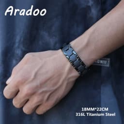 Titanium Steel Magnetic Therapy Bracelets Water Wave Stainless Steel Men's Link Bracelet