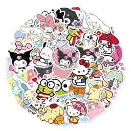Sanrio 50PCS Series Kuromi Stickers Cute Multi-purpose Stickers Waterproof Decorative Refrigerator Computer Stickers