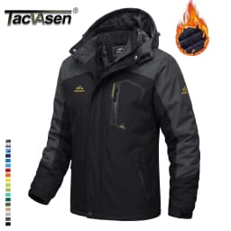 TACVASEN Men's Ski Parka Jacket Waterproof Fleece Lined Insulated Thermal Snowboard Sports Work Winter Jacket with Detached Hood