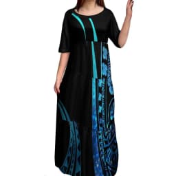 High Quality Custom Tie Dye Polynesian Tribal Design Dresses Women Lady Elegant Multi Tiered Dress Women Clothing 8XL