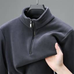 2025 New Men's Fleece Lined Thickened Long Sleeve Zipper Hoodie Half High Collar Warm Sweatshirt Casual Style Autumn Winter T...