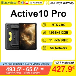 Blackview Active 10 Pro Rugged Tablets 11" 90Hz FHD 5G Network MTK 7300 12GB RAM 512GB ROM 30000mAh Battery 108MP Camera