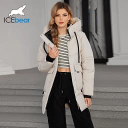ICEbear Women's Winter Padded Jacket 2024 Hooded Zipper Warm Stylish Coat GWD3781I