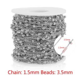 2M Stainless Steel Beaded Ball Cable Rolo Chains Bulk Plating Gold Chain for Jewelry Making Supplies Necklace Wholesale Items