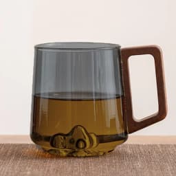 Internal Mountain Protrusion Glass Cup Large Capacity Single-layer Water Drinking Cup Heat-resistant Wooden Handle Tea Cup Gift