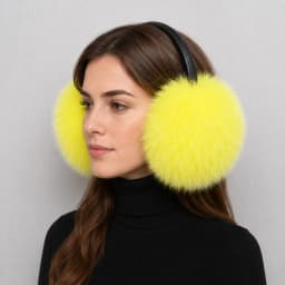 2027 New Winter Natural Real Fox Fur Earmuffs Plush Warm Decorate Women Cute Solid Ear Warmer Headphones Neck Warm Bib Scarf