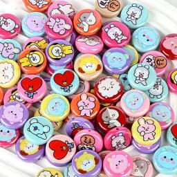 BT21 Beads 10pcs Through-hole Flat Beads 24mm Random Style DIY Products Cartoon DIY Phone Rope Accessories