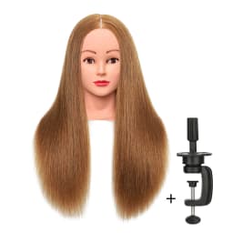 Synthetic Long Hair Training Head For Braid Hairdressing With Clamp Wig Stand Doll Head For Hairstyles Mannequin Head